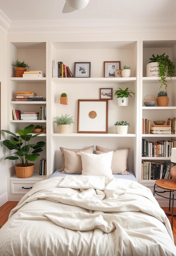 21 Enchanting English Cottage Bedroom Ideas to Transform Your Space! - 10. Use Built-In Shelving