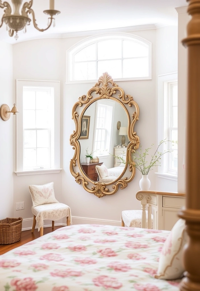 21 Enchanting English Cottage Bedroom Ideas to Transform Your Space! - 14. Use Mirrors to Enhance Light