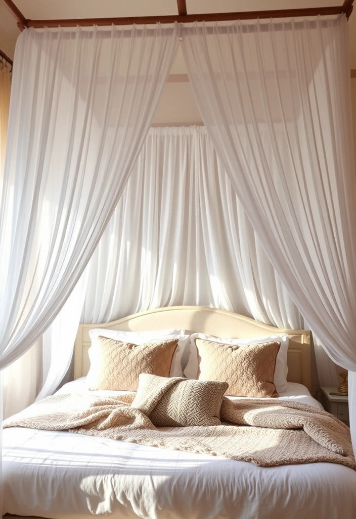 21 Enchanting English Cottage Bedroom Ideas to Transform Your Space! - 18. Add a Canopy for a Romantic Touch