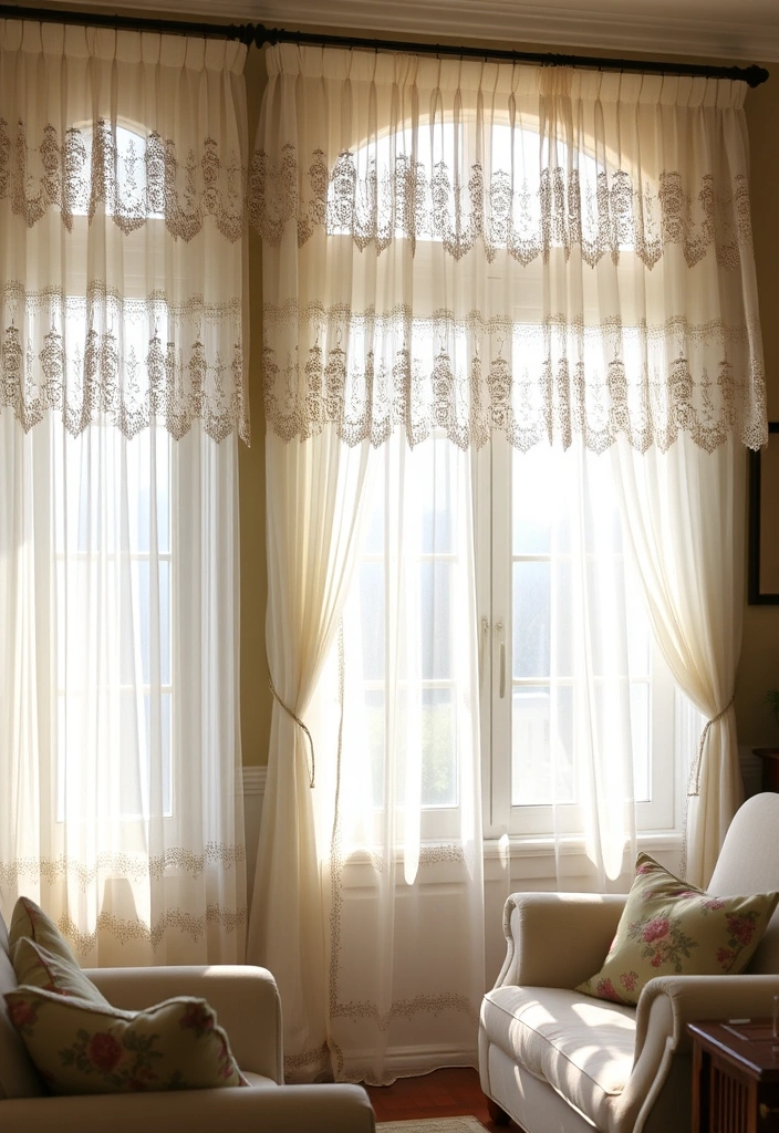 21 English Cottage Living Room Ideas That’ll Make You Feel Right at Home! - 10. Charming Window Treatments