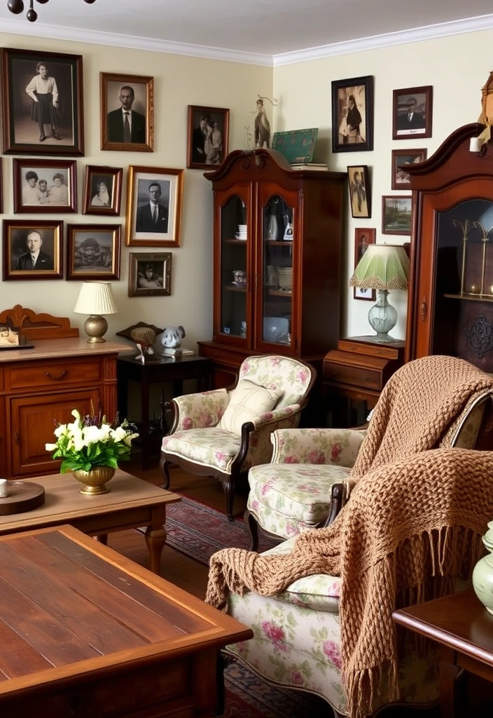 21 English Cottage Living Room Ideas That’ll Make You Feel Right at Home! - 3. Vintage Furniture Finds
